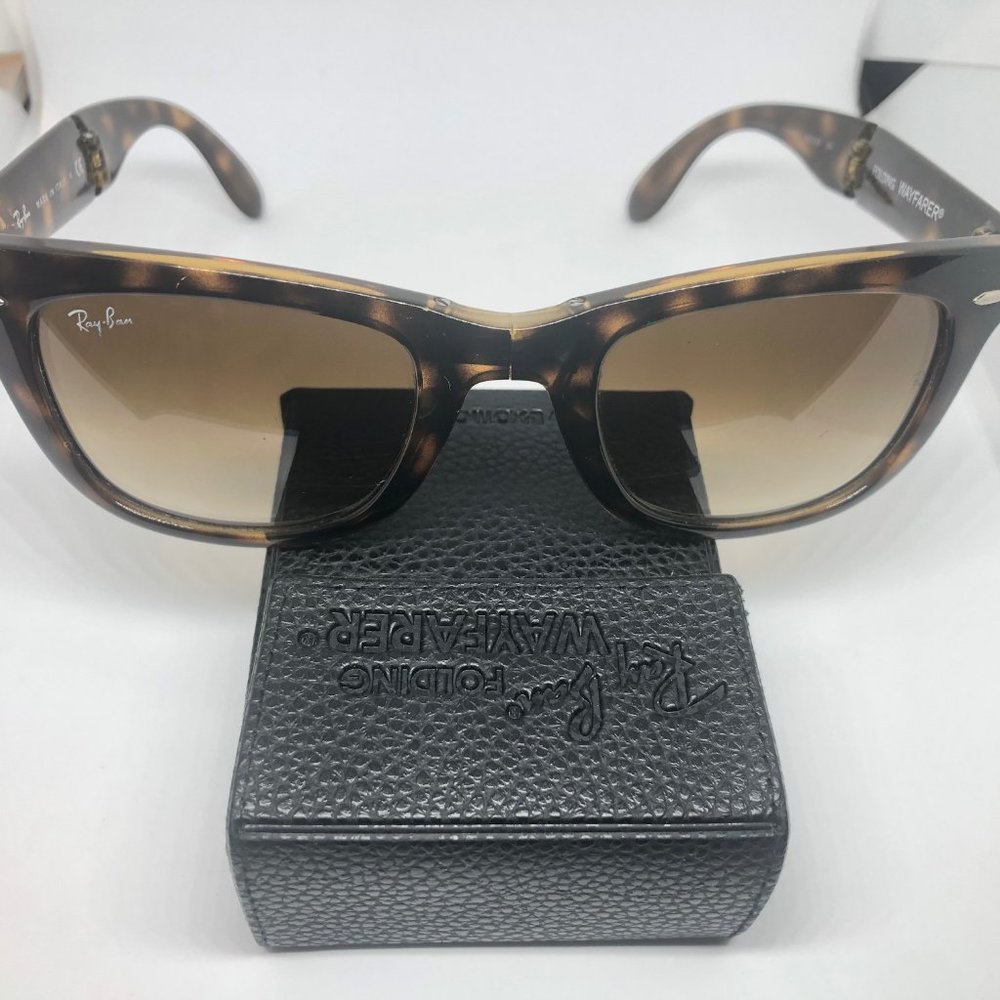 Ray-Ban RB4105 Folding Wayfarer-Tortoise/Brown Len
